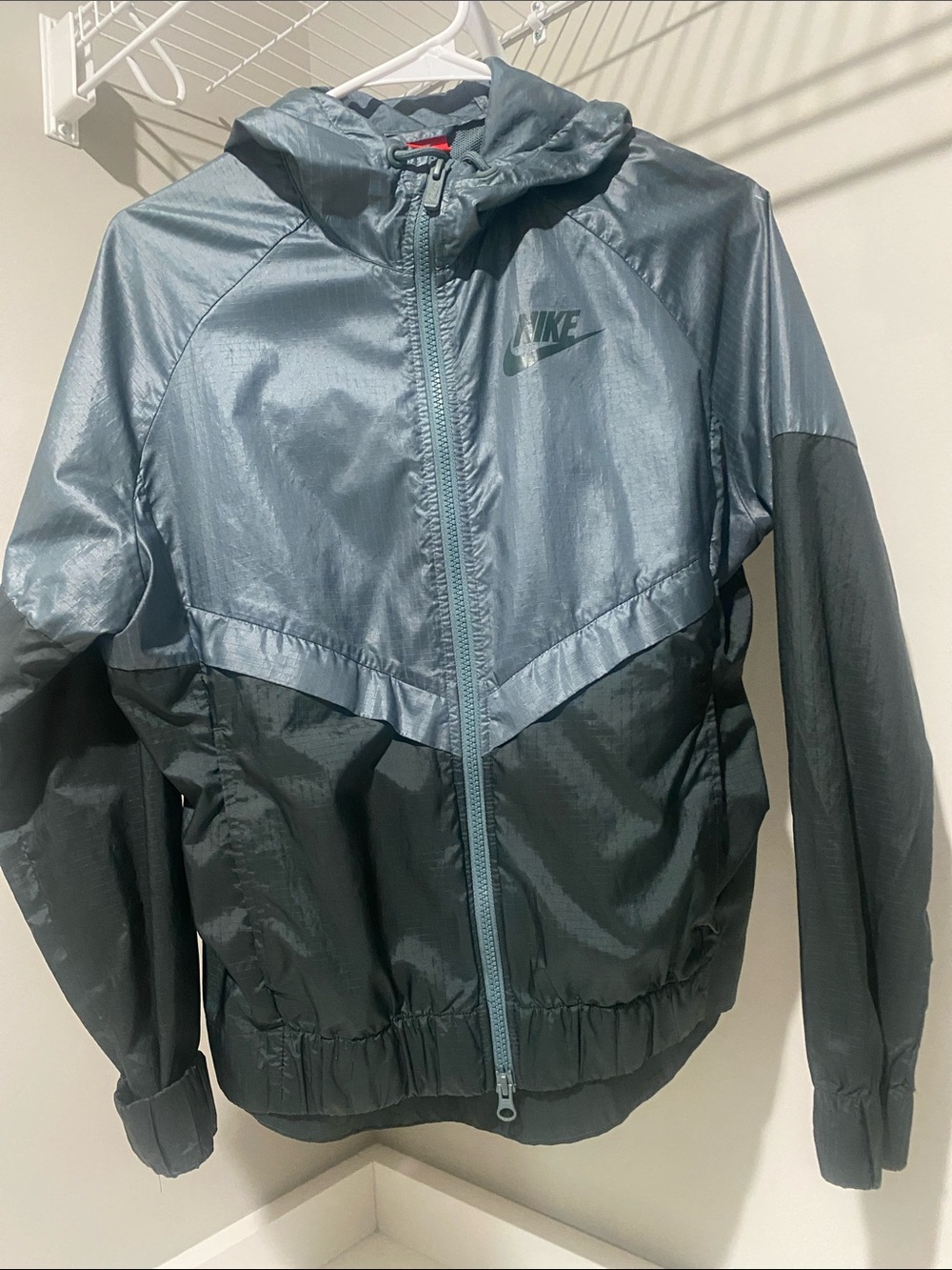 Nike Hooded Two-Tone Jacket — Steel Blue & Charcoal